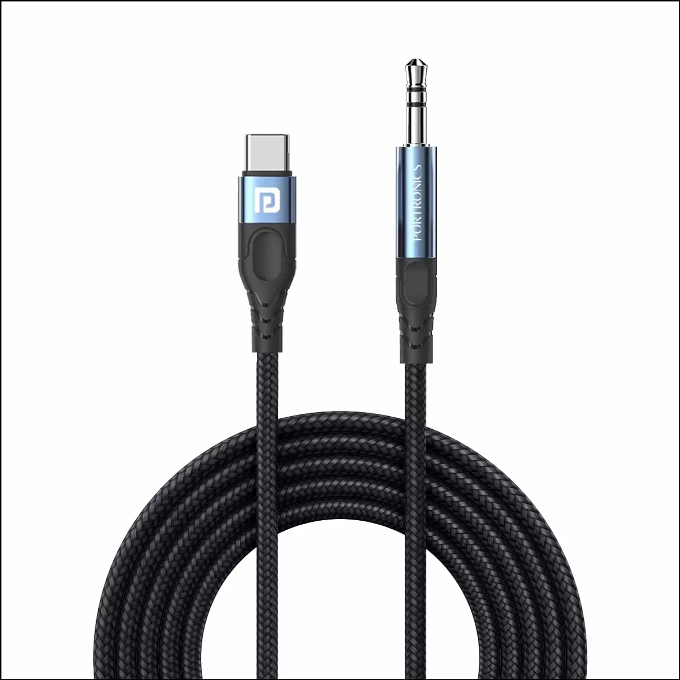 Portronics AUX Cable 1 m iKonnect C MAX USB C to 3.5mm Male Aux Cable (Compatible with Smartphones, Tablet, Laptop, Black, One Cable, NA)