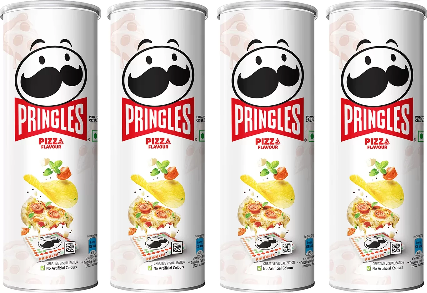 Pringles Potato Chips Pizza Flavor Pack of 4, Crispy Snack for Movie & Game Nights Chips (4 x 102 g)