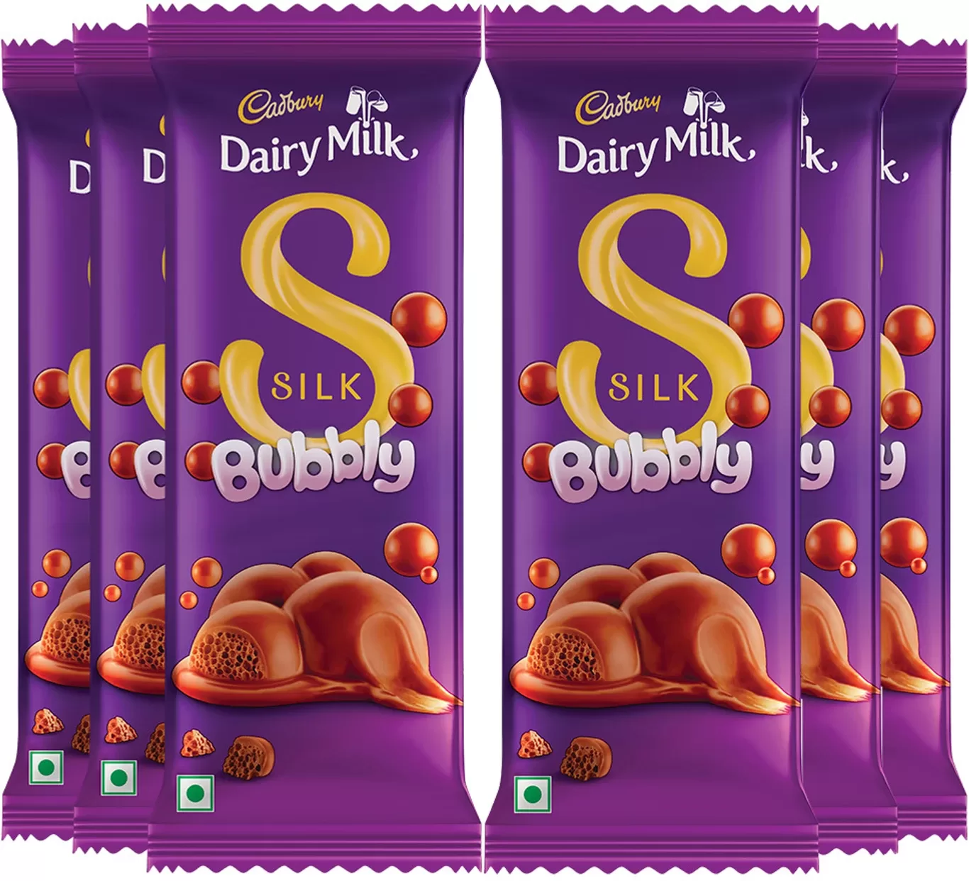 Cadbury Dairy Milk Silk Bubbly Chocolate Bars (5 x 55.2 g)