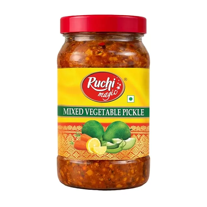Ruchi Magic Mixed Veg Pickle | Crunchy Traditional Indian Pickle with Assorted Vegetables and Spices | Deliciously Tangy & Spicy Home-Style Taste | 1 kg