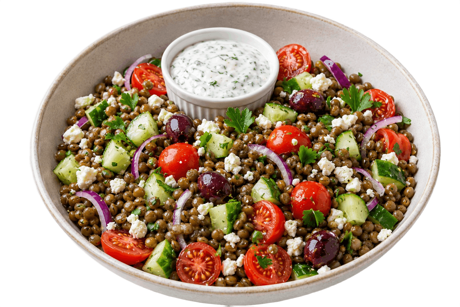 Greek Lentils Salad with Yogurt Dressing