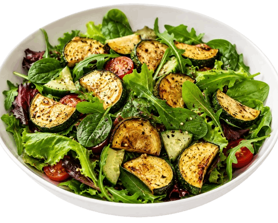 Roasted zucchini with greens