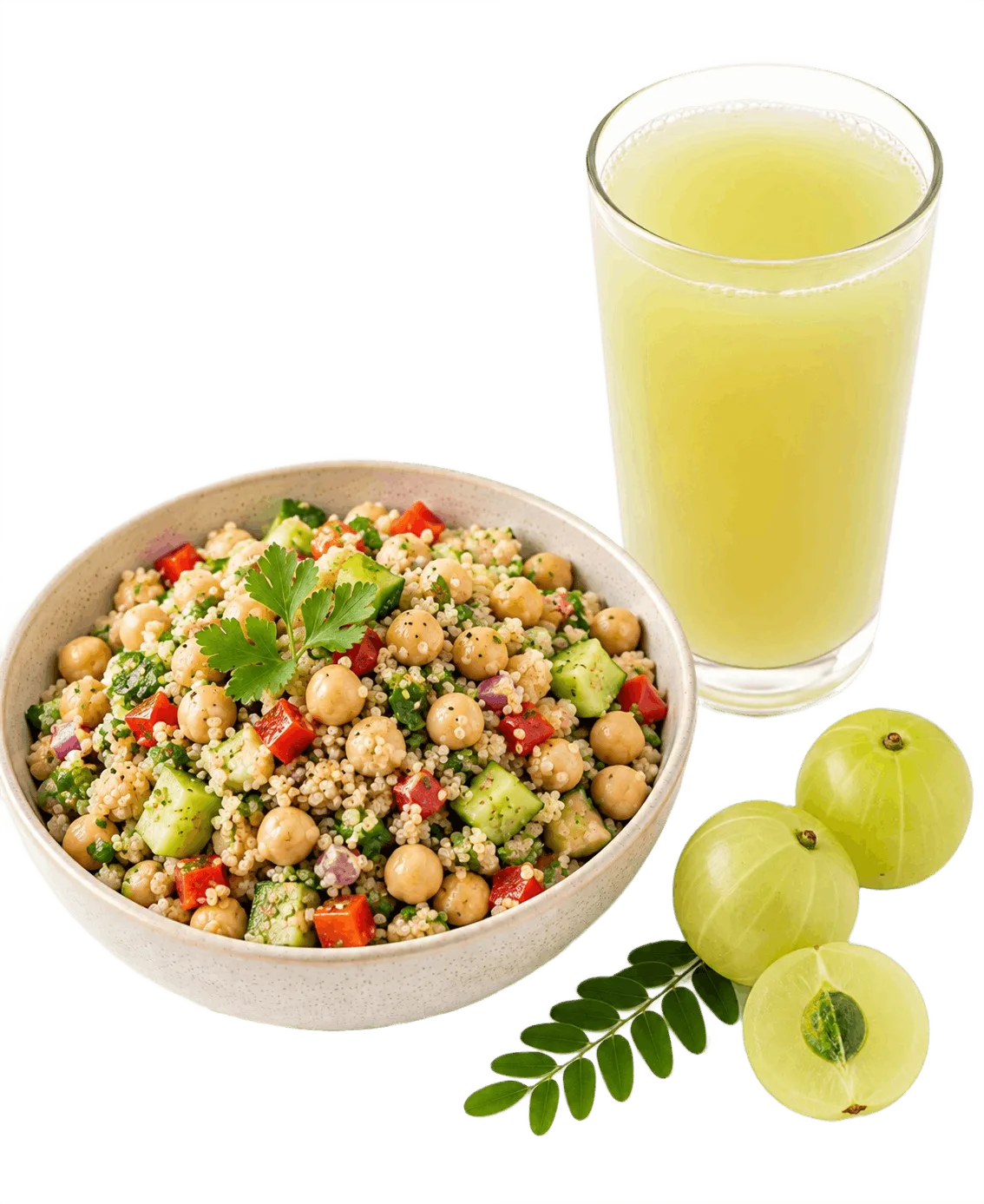 Quinoa Chickpea Salad with Amla Juice