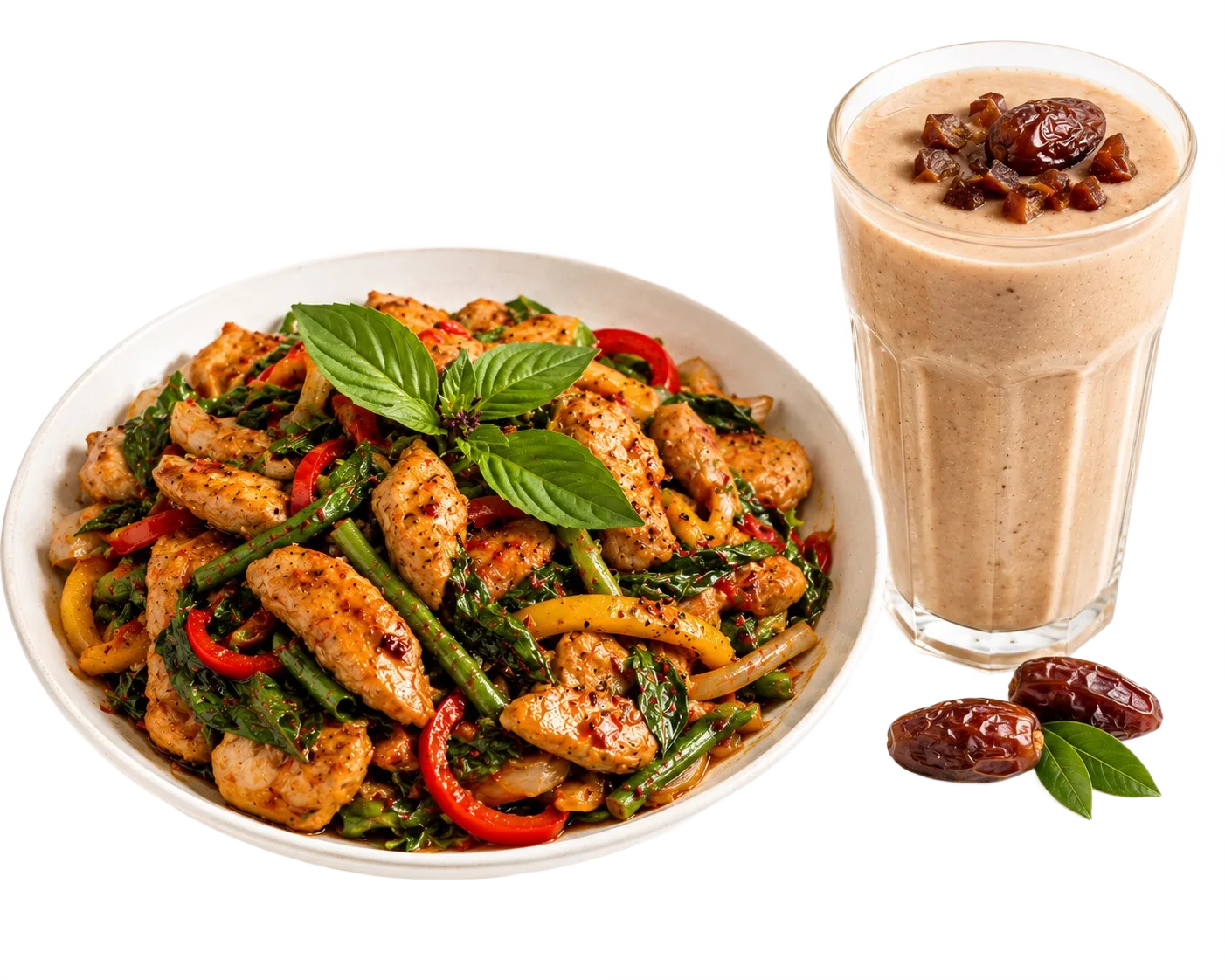 Thai Basil Chicken with Dates Smoothie